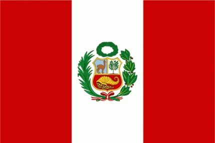 Flagge von Peru im Format 90 cm x 150 cm aus Polyester.