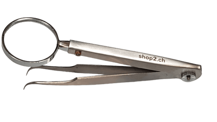 Spitzpinzette gebogen  mit Lupe verstellbar