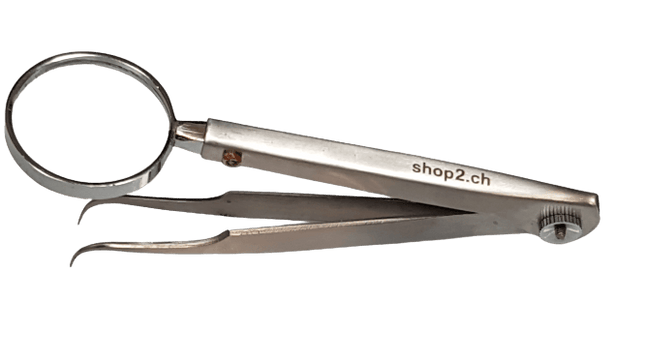Spitzpinzette gebogen  mit Lupe verstellbar