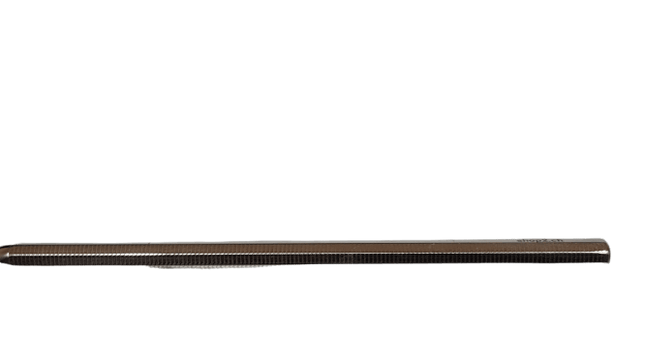 Spiegelgriff rund gerändelt aus rostfreiem Edelstahl, matt und handgeschliffen, ideal für professionelle Anwendungen und Pflege geeignet.