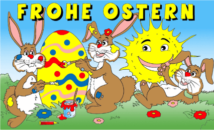 Fahne Frohe Ostern (Sonne) 90 cm x 150 cm