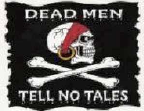 Fahne Pirat 'Dead Men Tell No Tales' 90 x 150 cm - wetterfeste Polyesterflagge mit Ösen für Abenteuer-Feeling im Garten oder bei Themenpartys.