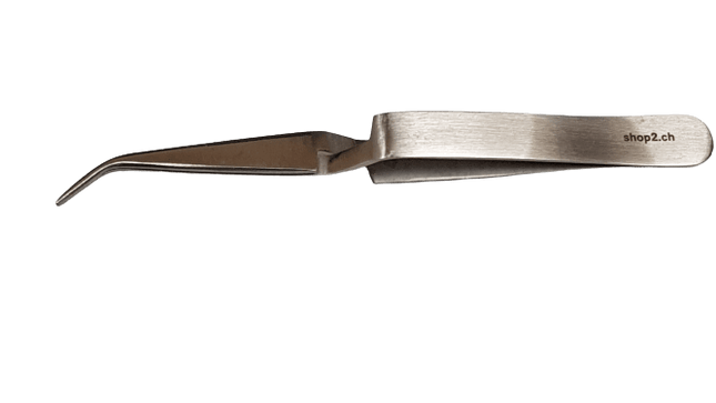 Lötpinzette Stahl aus rostfreiem Edelstahl, hochwertige mattierte Oberfläche, ideal für professionelle Anwendungen und sterilisierbar im Autoklaven.