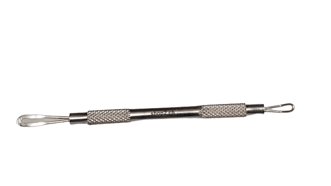 Doppelendiger Komedonenquetscher aus rostfreiem Edelstahl in Profiqualität mit mattem Finish, ideal für Hautpflege und Mitesserentfernung.