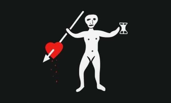 Fahne Pirat Old Roger John Quelch in der Größe 90 x 150 cm, wetterfeste Polyester Flagge mit UV-Schutz, perfekt für Garten und Outdoor-Events.