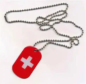 Hochwertige Aluminium Hundemarke Erkennungsmarke Schweiz 30mm x 50mm mit 500mm Kette - Shop2.ch 