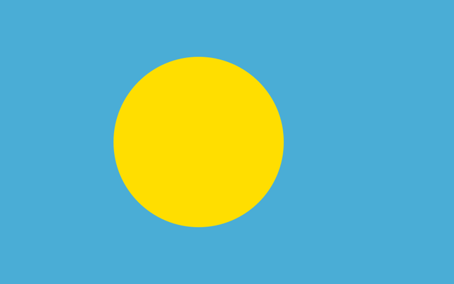 Flagge von Palau im Format 90 cm x 150 cm aus Polyester.