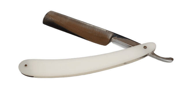 Rasiermesser mit Kunststoffgriff aus rostfreiem Edelstahl, mattiert und handgeschliffen für professionelle Anwendungen, ideal für Stylisten und Privatpersonen.