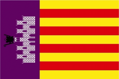 Fahne Mallorca 90x150 cm aus 100% Polyester – lebendige UV-beständige Farben für Gartenpartys und Dekoration