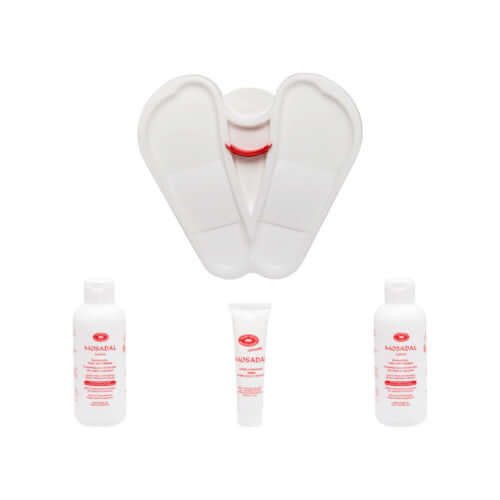 Mosadal Fusspflegeset Profi: Professionelles Set zur Hornhautentfernung für streichelzarte Füße, inklusive Fußwanne, Lotion, Abstreifer und Urea-Creme.