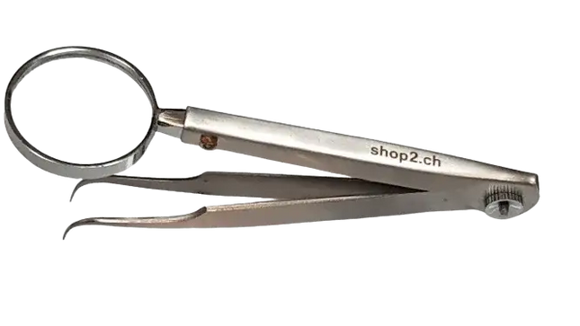 Spitzpinzette gebogen mit Lupe verstellbar - Shop2.ch 