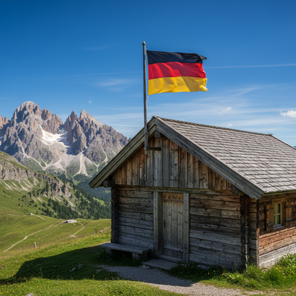 Deutschlandfahne mit  alphütte
