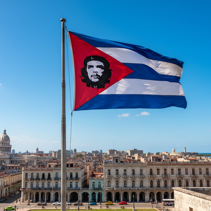 Kubaflagge 90x150 cm mit Che Guevara Porträt - Langlebig & Ikonisch