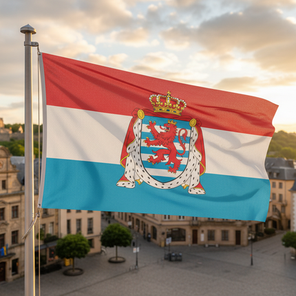 Luxemburg-Fahne mit Wappen - Wetterfeste Patriotendekoration