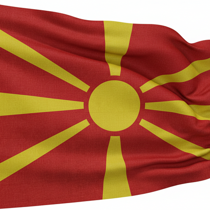 Drapeau de la Macédoine au format 90 cm x 150 cm en polyester.