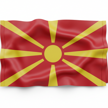 Drapeau de la Macédoine au format 90 cm x 150 cm en polyester.