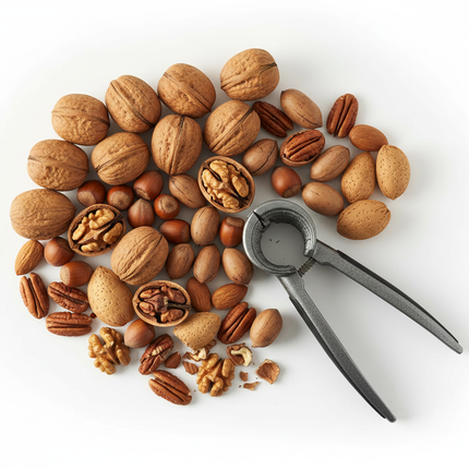 Hochwertiger Nussknacker Mit Metallgriff - Ergonomisch, vielseitig und langlebig für Nüsse, ideal für das Knacken von Baumnüssen, Haselnüssen, Mandeln und Walnüssen.