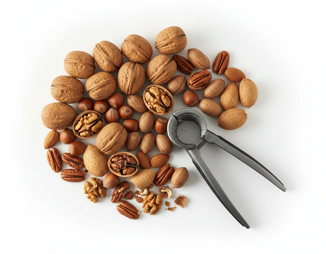 Hochwertiger Nussknacker Mit Metallgriff - Ergonomisch, vielseitig und langlebig für Nüsse, ideal für das Knacken von Baumnüssen, Haselnüssen, Mandeln und Walnüssen.