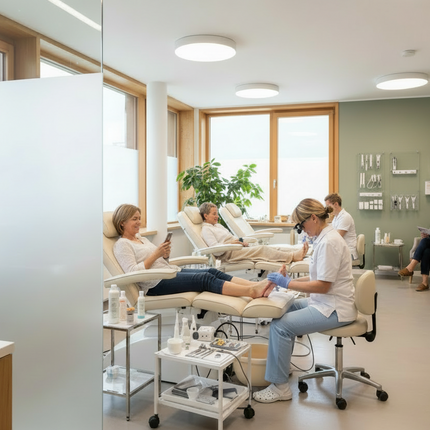 Detailbild der abgesetzten Schneide der Eckenzange für eingewachsene Zehennägel, perfektes Werkzeug für Fachkräfte und Hobbyanwender.